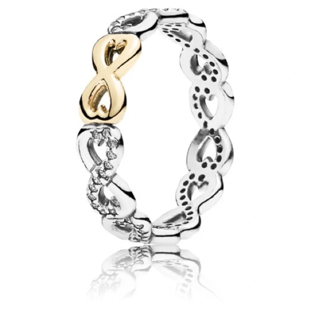 S⭕️LD‼️Pandora Infinite Love Ring Two Tone Size 7/54 - Picture 10 of 10